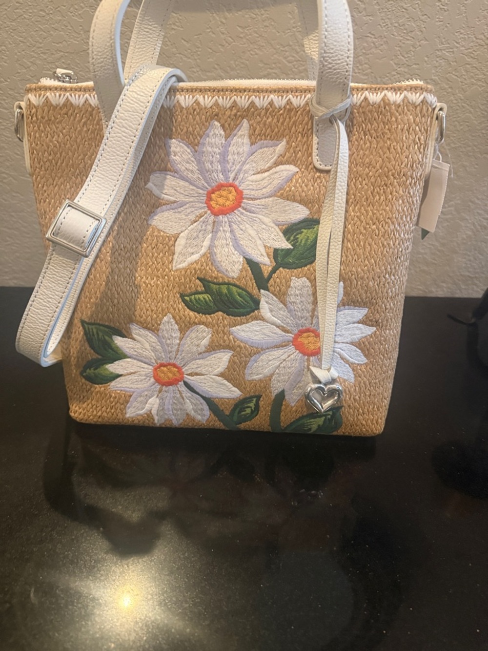 🌼🆕 Brighton Daisy Dee Tote with White Trim and Floral Accents - Picture 7 of 8